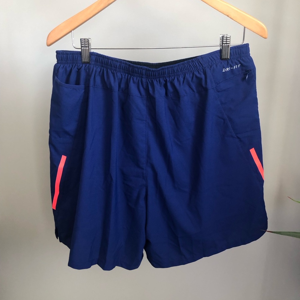 Nike Men's Royal Blue Athletic Shorts with White Swoosh - Picture 2 of 5